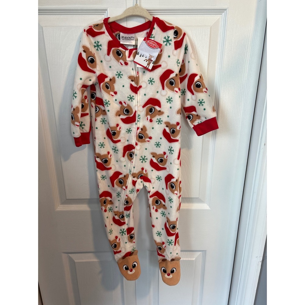 Rudolph Red-Nosed Reindeer Toddler 2T Fleece Footed Sleeper Pajamas K290581RO